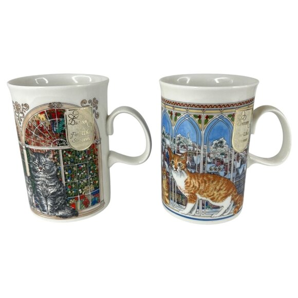 4 Dunoon window Christmas Cat Mugs Sue Scullard Stoneware Made Scotland Vintage - Picture 6 of 11